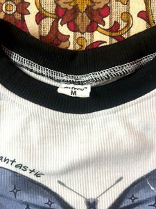 White Butterfly Print Tshirt For Women