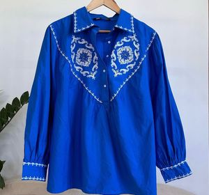 Zara Blue Embroidered Top