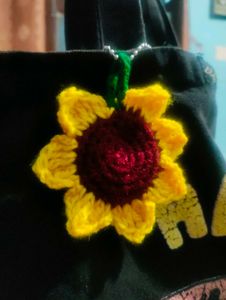 Crochet Sunflower Bag Charm