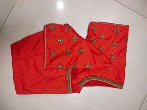 🧡Orange Maggam Blouse