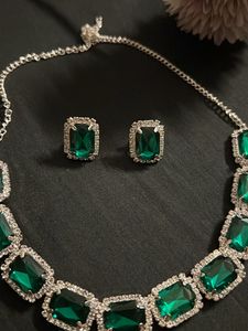 Green Stone Diamond Necklace
