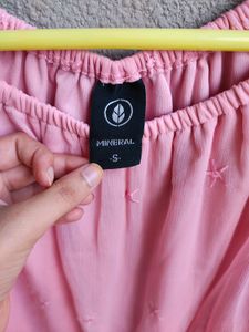 Pink Off Shoulder Flowy Blouson