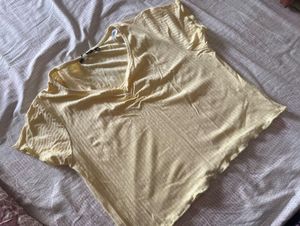 Cute Yellow Ribbed V-Neck Top