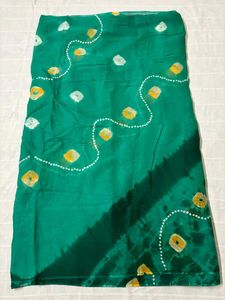 Green Bandhani Saree with Blouse
