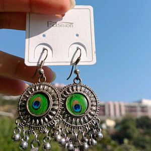 Peacock Feather Jhumka Earrings