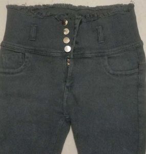 Grey High Waist Jeans For Women