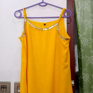 Stylish Yellow Kurti With Gota Patti
