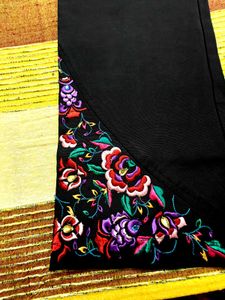 Statement Embroidered Black Trouser Pant