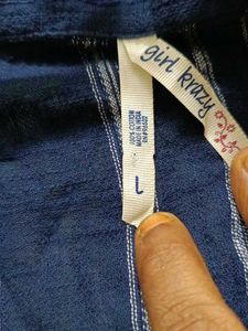 Navy Striped Wrap Top