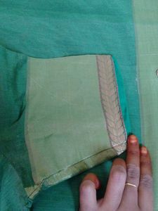 Pure Venkatagiri  Green Cotton Saree +Blouse