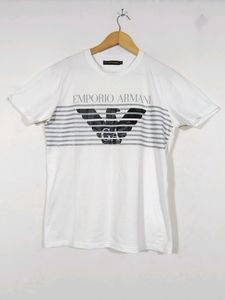 Emporio Armani White Printed Round Neck T-Shirt (Men)
