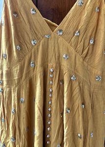 Mustard Embellished Midi Dress