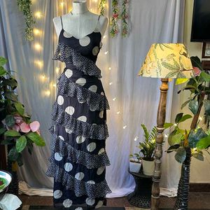 Polka Dot Ruffle Maxi Dress