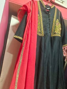 Rain N Rainbow Black Embroidery Kurta Set