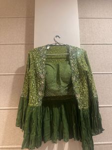 Green Plazo Choli with Jacket