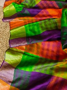 Double Check Lattu Pure Silk Saree