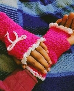 Pink Crochet Fingerless Gloves