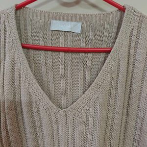Mauve Ribbed V-Neck Sweater