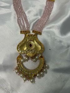 Brand new heavy Pink Beaded Necklace &amp; Earring Set