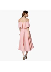 Pink Off-Shoulder Maxi Dress