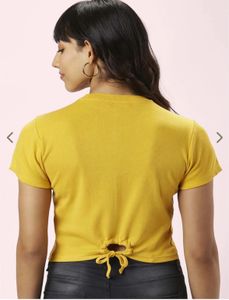 Mustard Cotton Printed Top