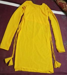 Yellow Kurti With Churidar Sleeves