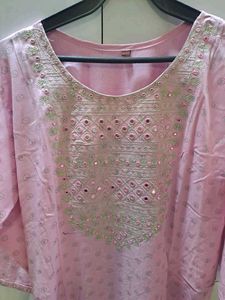 Pink Embroidered Kurta