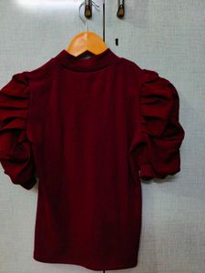 Red Pop Sleeves Top