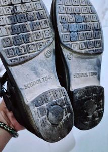 Girls Black And White School Shoes . 2 Pairs