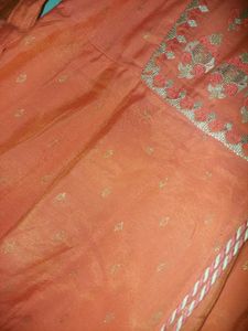 Rust Embroidered Kurti Dress