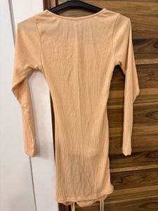 Ribbed Bodycon Dress with Adjustable Ruching