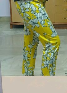 Floral Print Yellow Pants