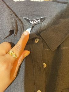 Black Button-Down Top