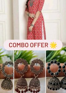 Women's Digital Printed A-line Kurti,Boho Earrings