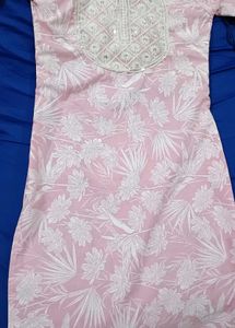 Pink Floral Embroidered Kurti