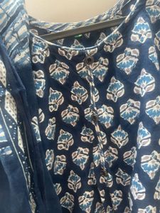Blue Printed Kurta And Duppatta