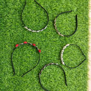 Floral Pearl Hairband (Combo Of 5)