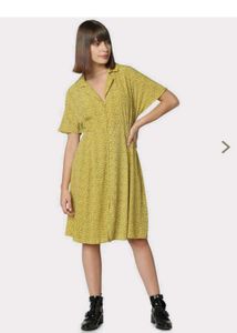 Vero Moda Yellow Printed A-line Dress