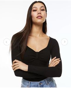 H&M Bow🎀sweetheart Neckline Ribbed Jerseybodysuit