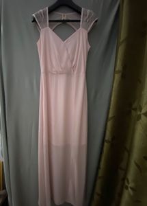 Pastel Pink Net Evening Gown