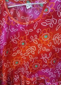 Plus Size Colorful Printed Bandhej Gown