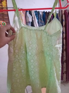 Cute Green Embroidered Top