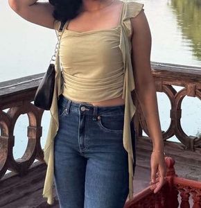 Sage Green Ruffle Top