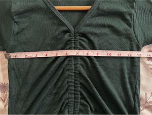 Green Ruched V-Neck Top