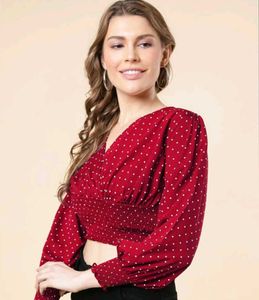 Cute Korean Red Polka Dotted Top