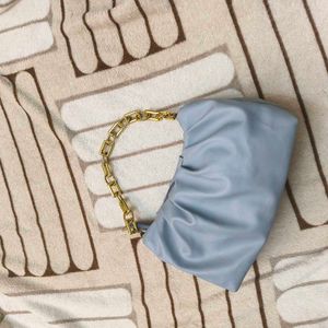 Blue Purse/Sling Bag With Golden Strip