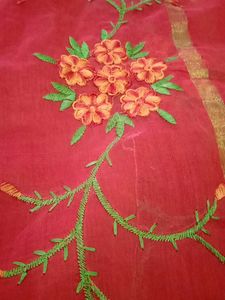 Red Embroidered Duppata