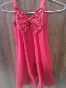 Red Sequin Bow Dress