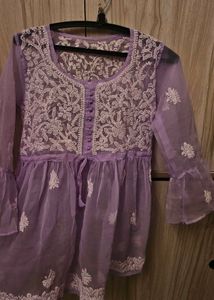 Purple Embroidered Chikankari Top