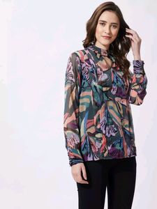 Chiffon Pleated Floral Pink Top